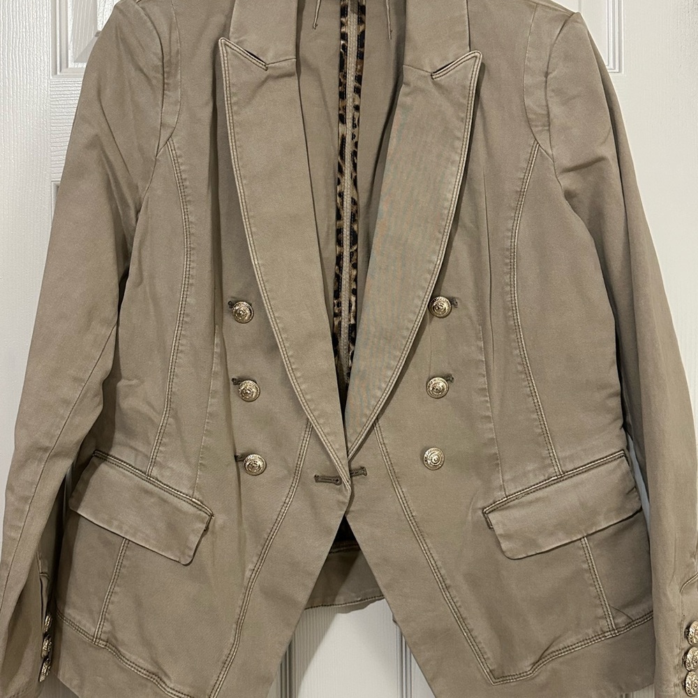 White House Black Market Taupe Blazer with Silver Buttons